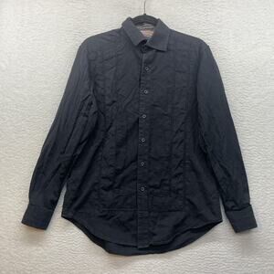 Robert Graham Shirt Mens Small Black Cotton Silk Textured Long Sleeve Button Up